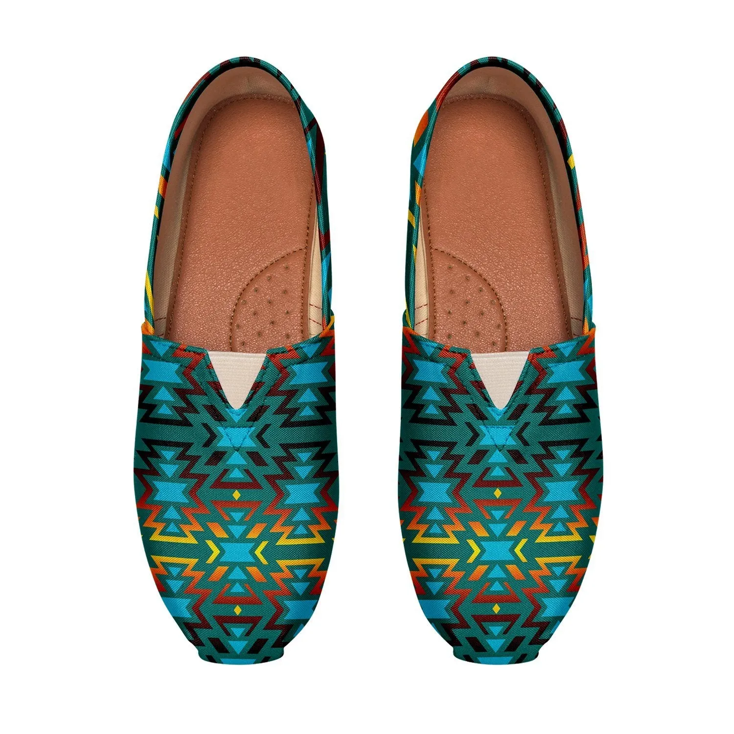 Fire Colors and Turquoise Teal Slip On