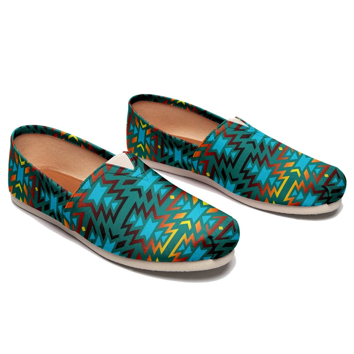 Fire Colors and Turquoise Teal Slip On