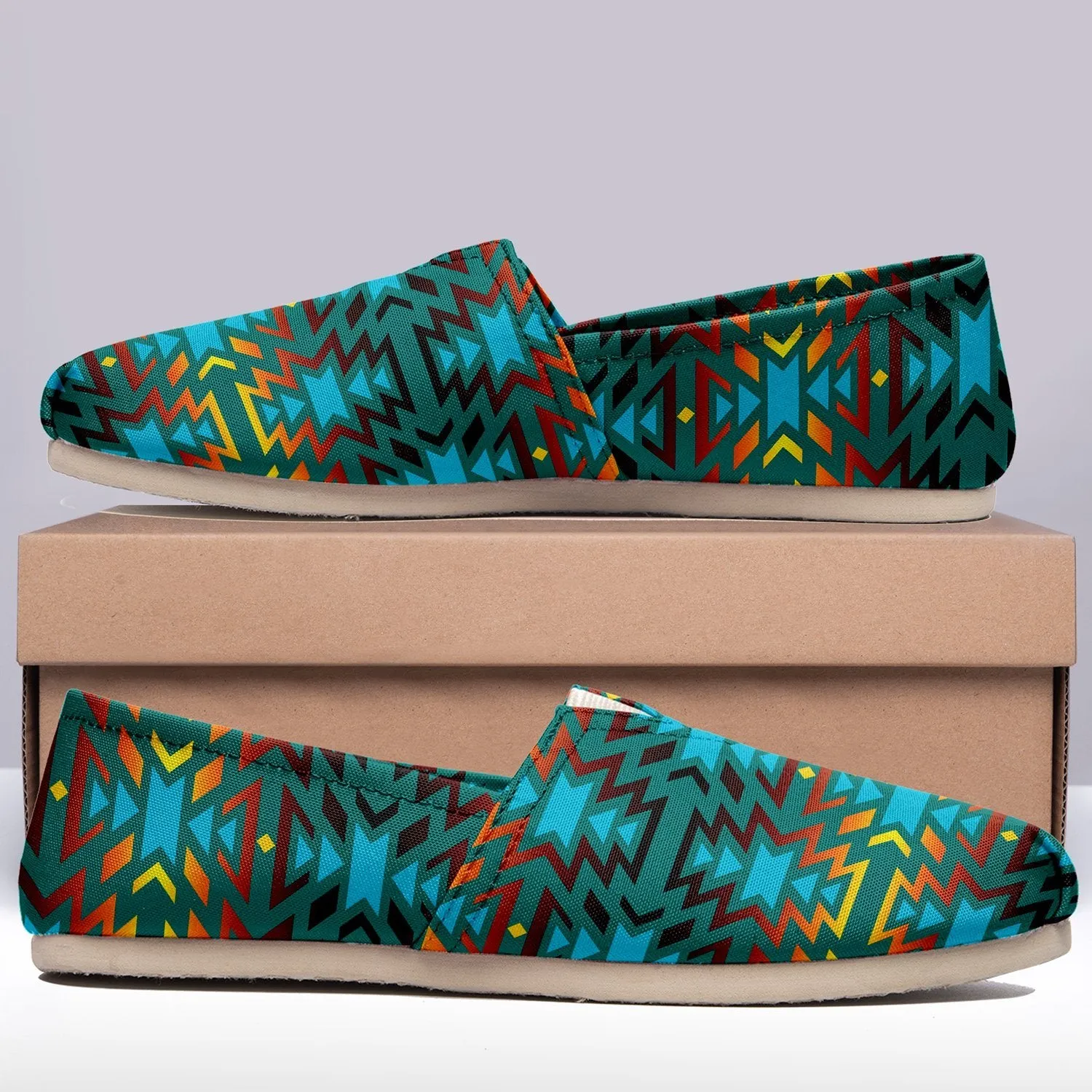Fire Colors and Turquoise Teal Slip On