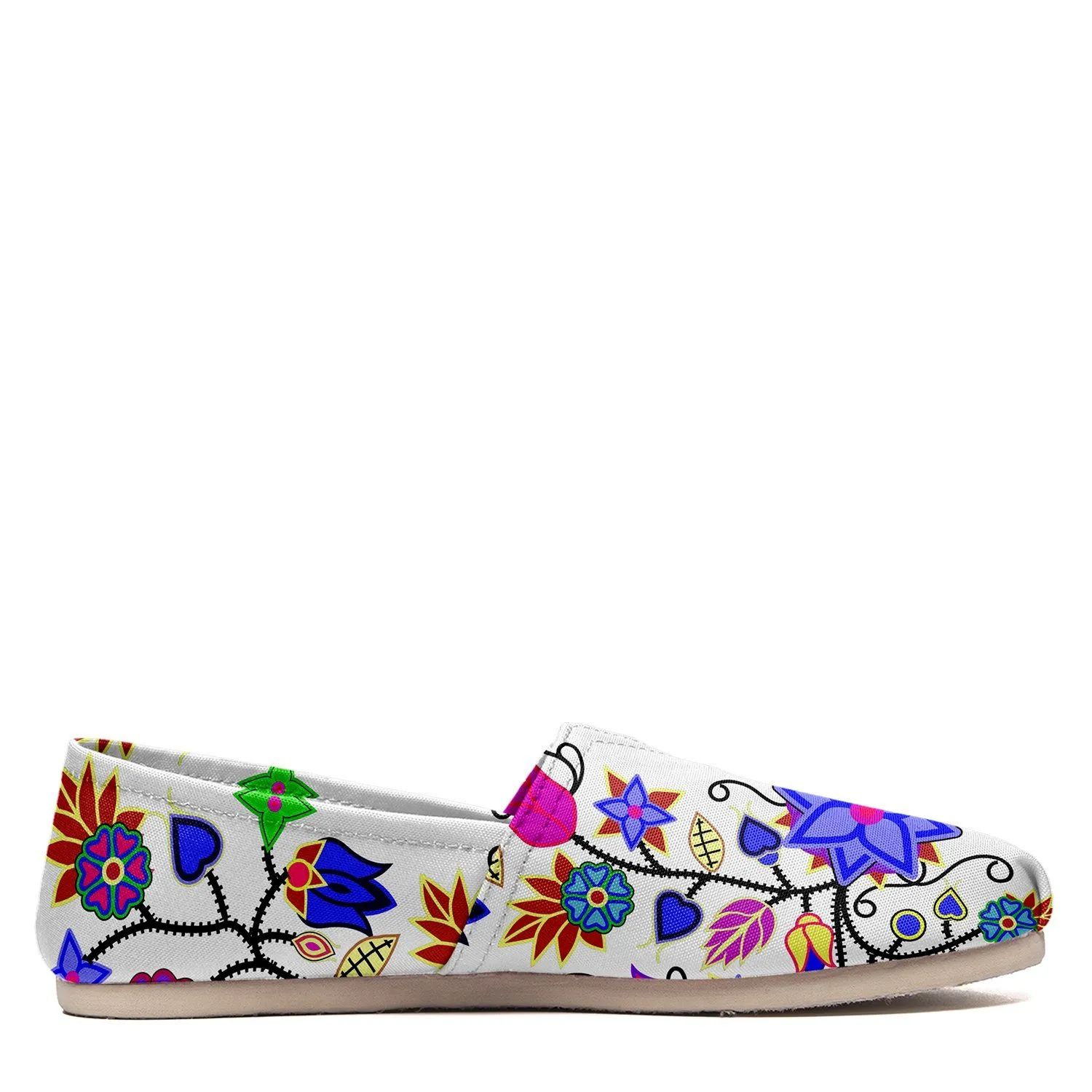 Floral Beadwork Seven Clans White Slip On