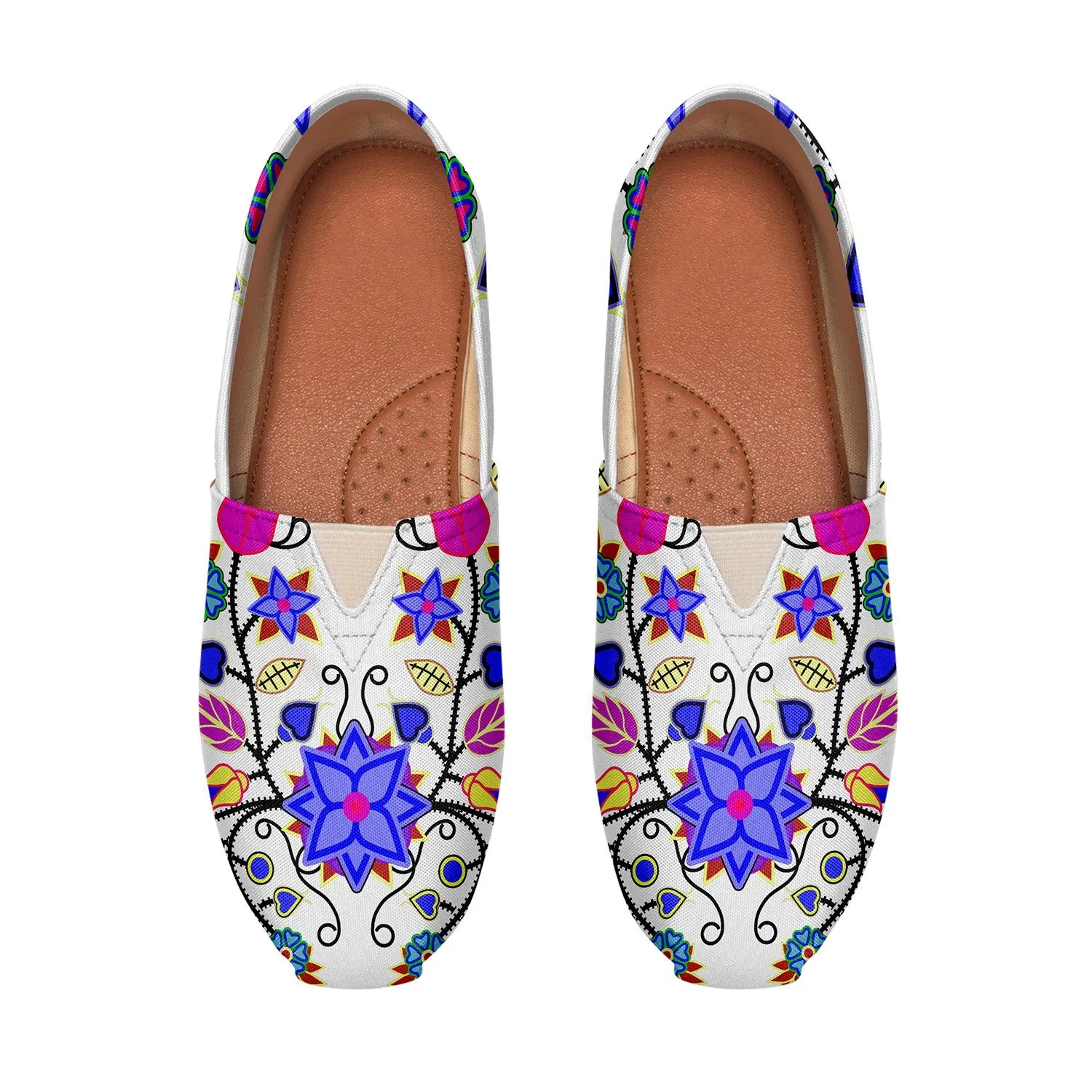 Floral Beadwork Seven Clans White Slip On