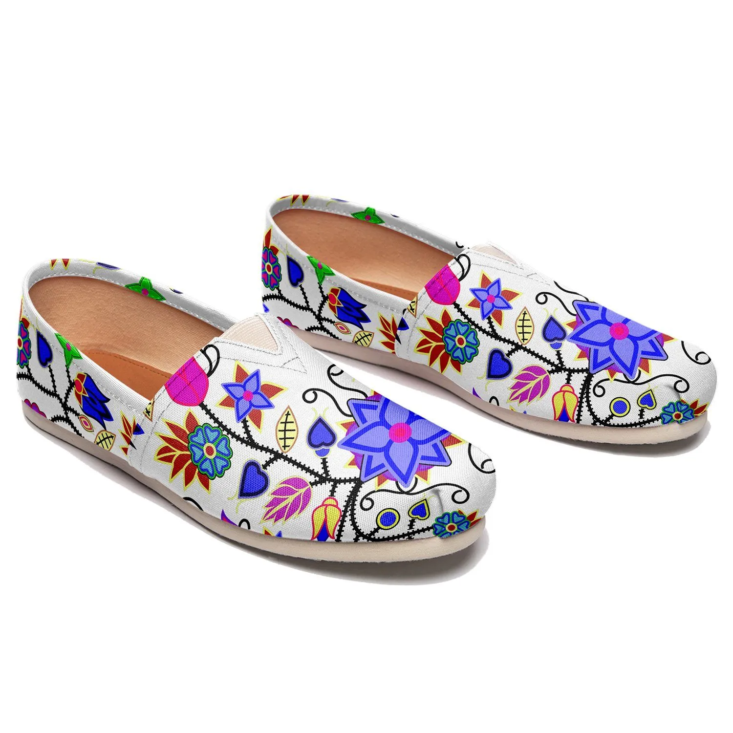 Floral Beadwork Seven Clans White Slip On