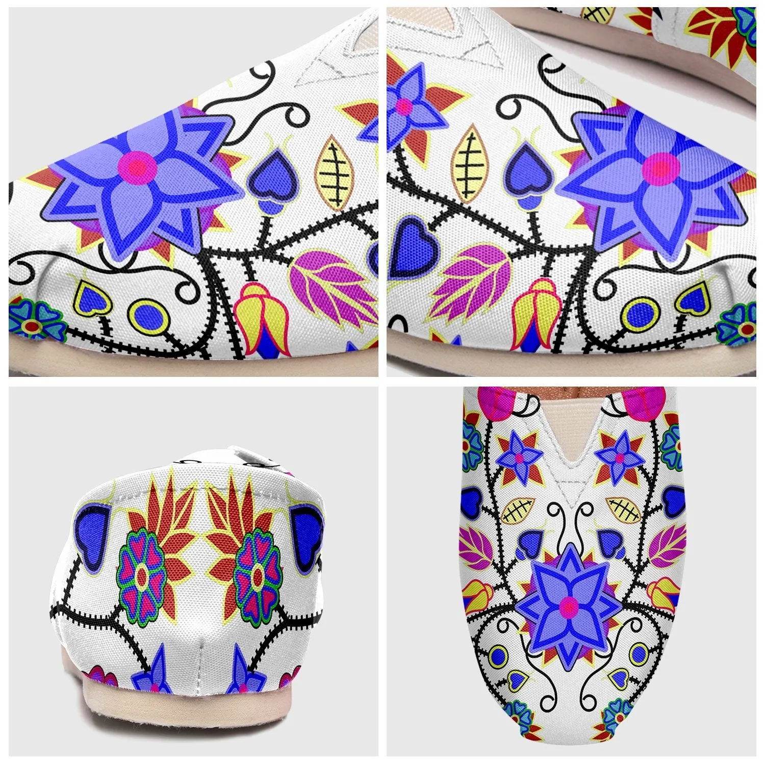 Floral Beadwork Seven Clans White Slip On
