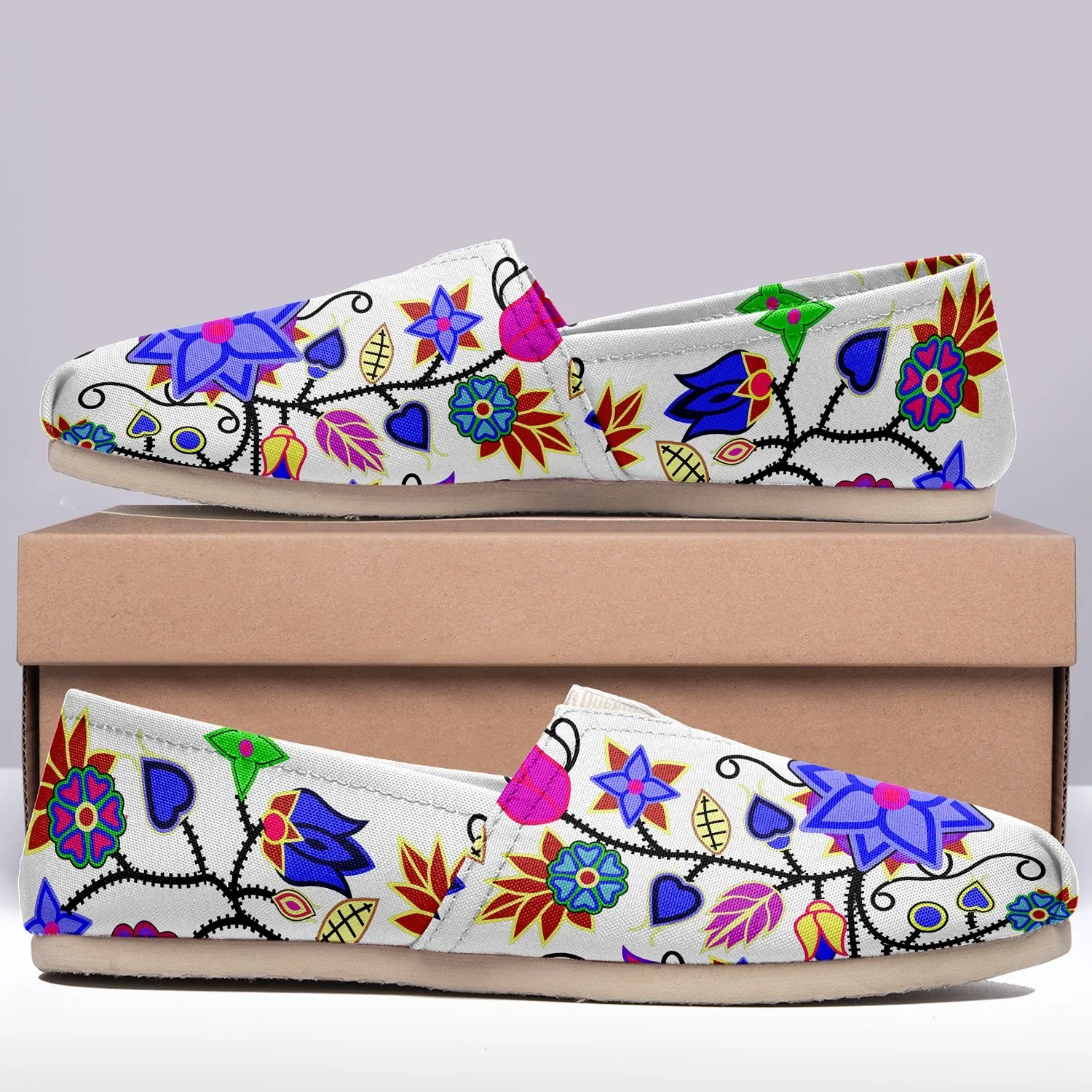 Floral Beadwork Seven Clans White Slip On