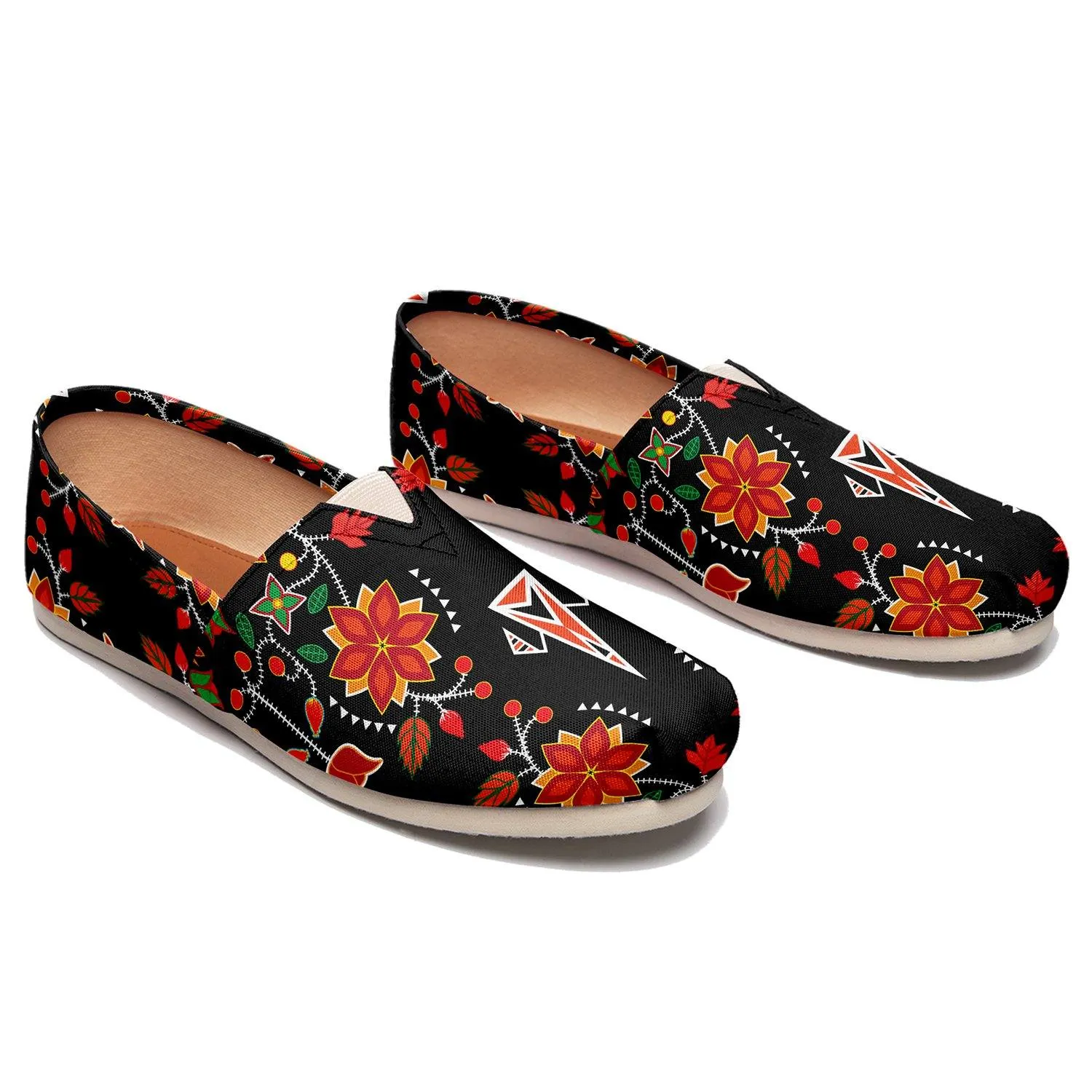 Floral Beadwork Six Bands Slip On