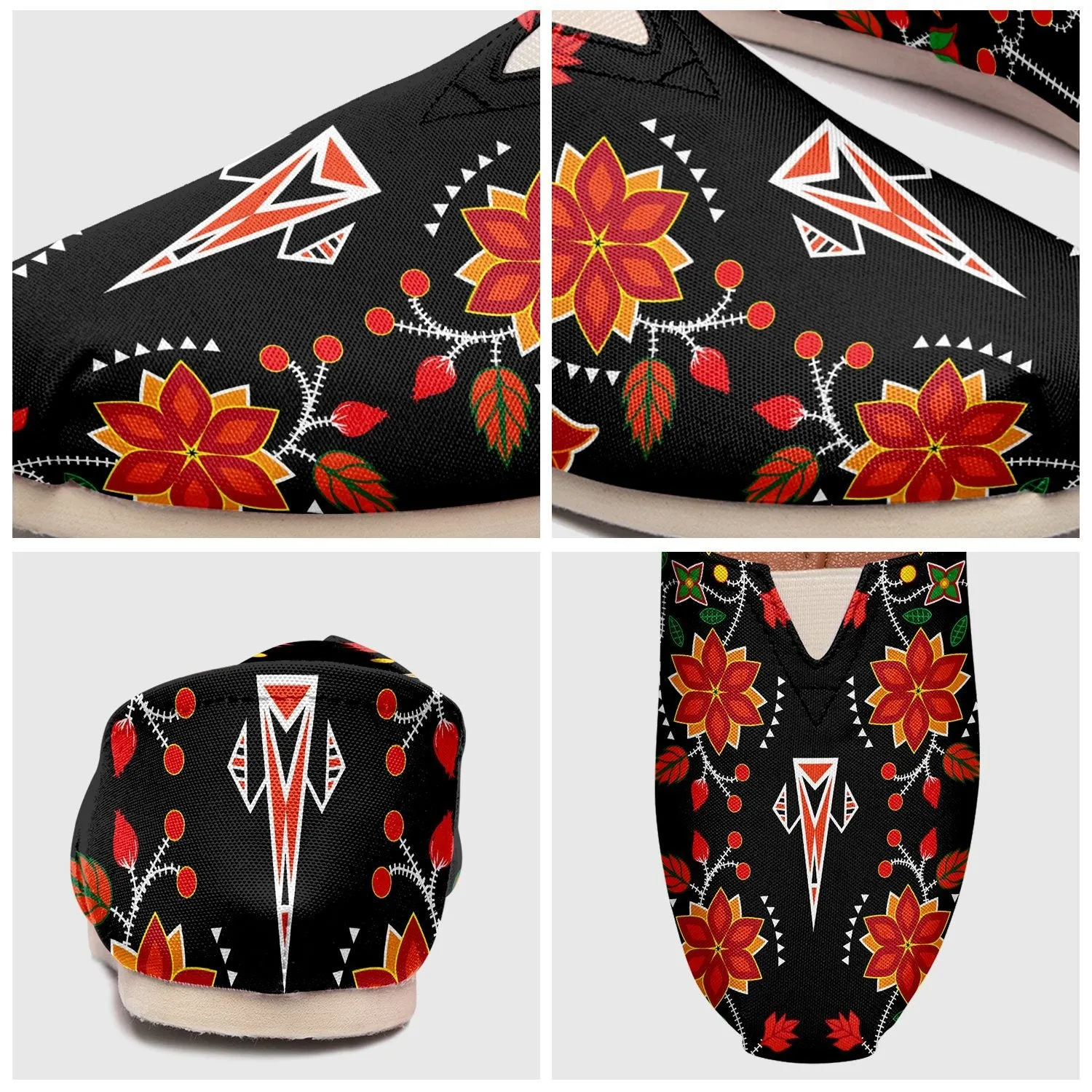 Floral Beadwork Six Bands Slip On
