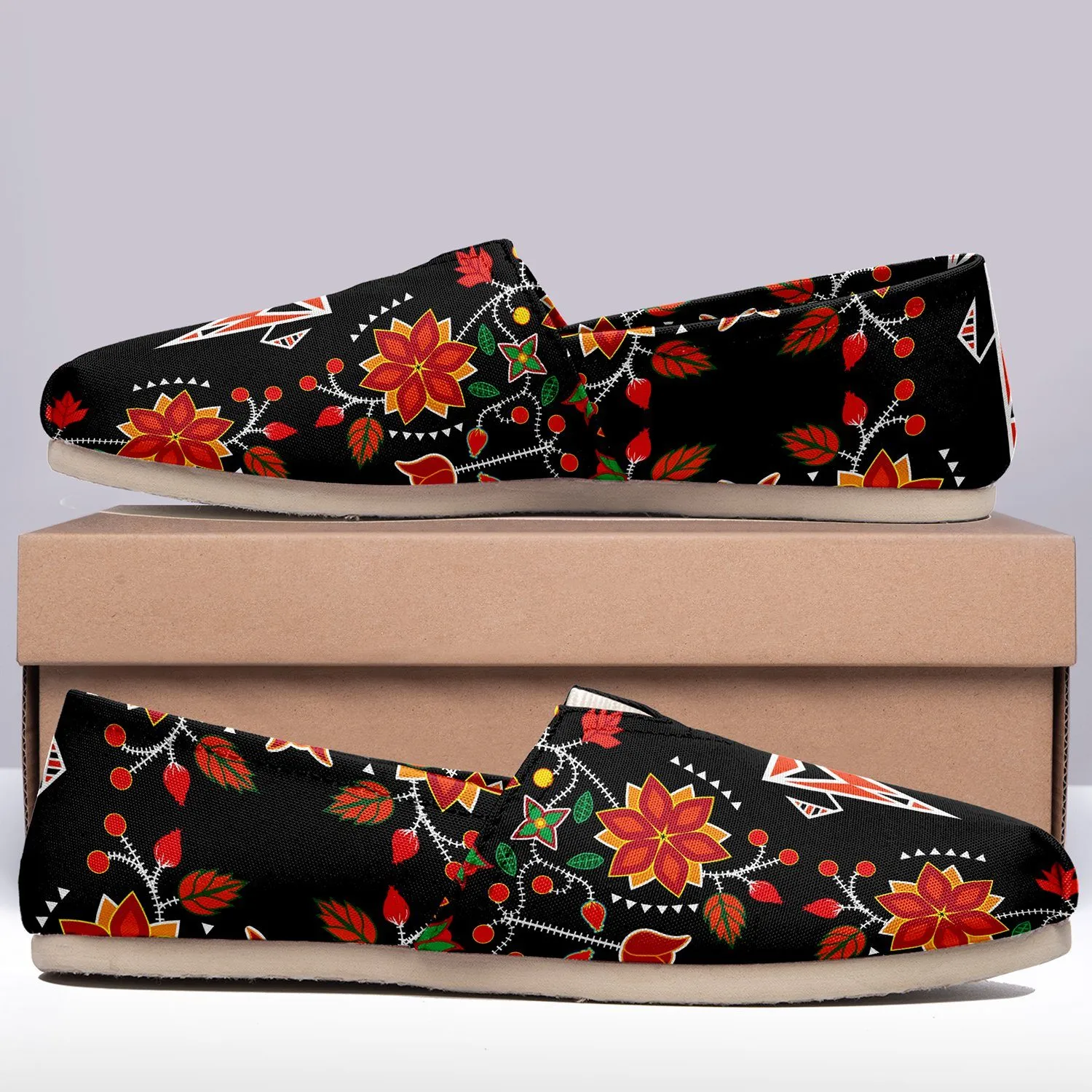 Floral Beadwork Six Bands Slip On