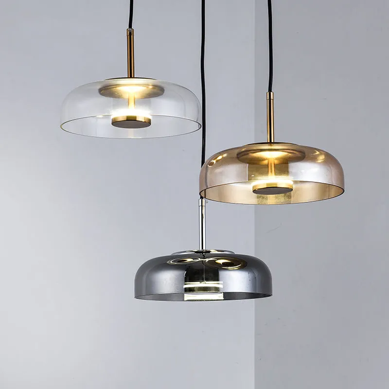Future Deco Brass and Glass Ceiling Light
