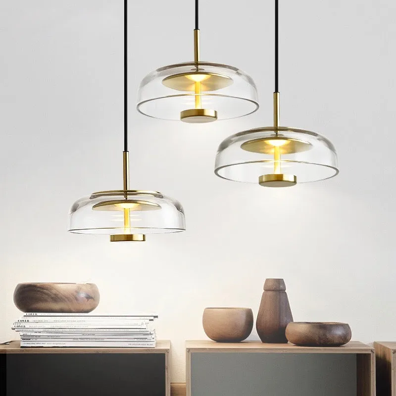 Future Deco Brass and Glass Ceiling Light