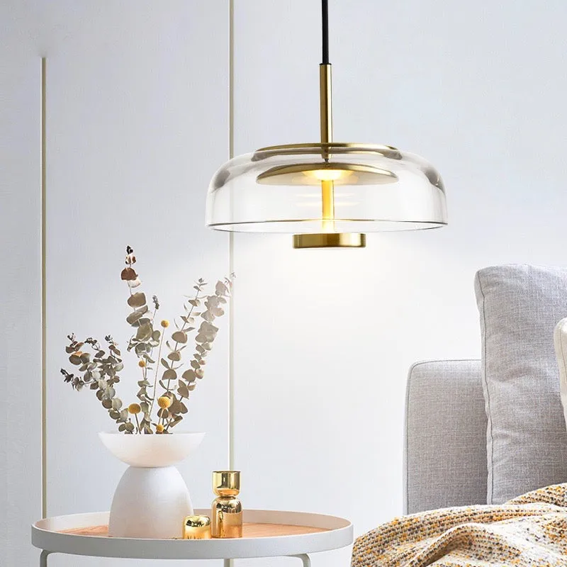 Future Deco Brass and Glass Ceiling Light