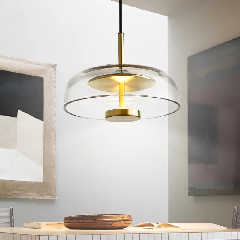 Future Deco Brass and Glass Ceiling Light