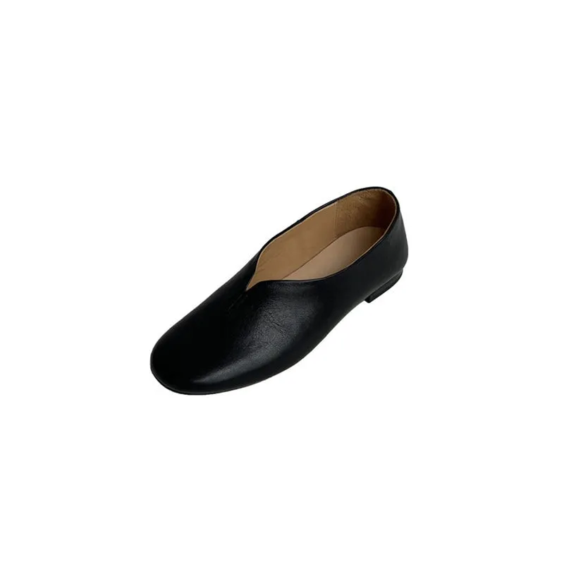 Genuine Leather Slip-on For Women Handmade Soft Flats in Brown/Red/Black