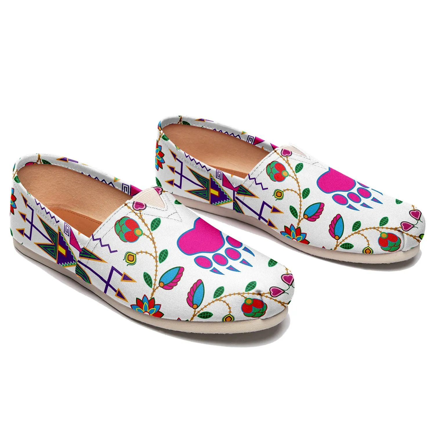 Geometric Floral Fall White Slip On