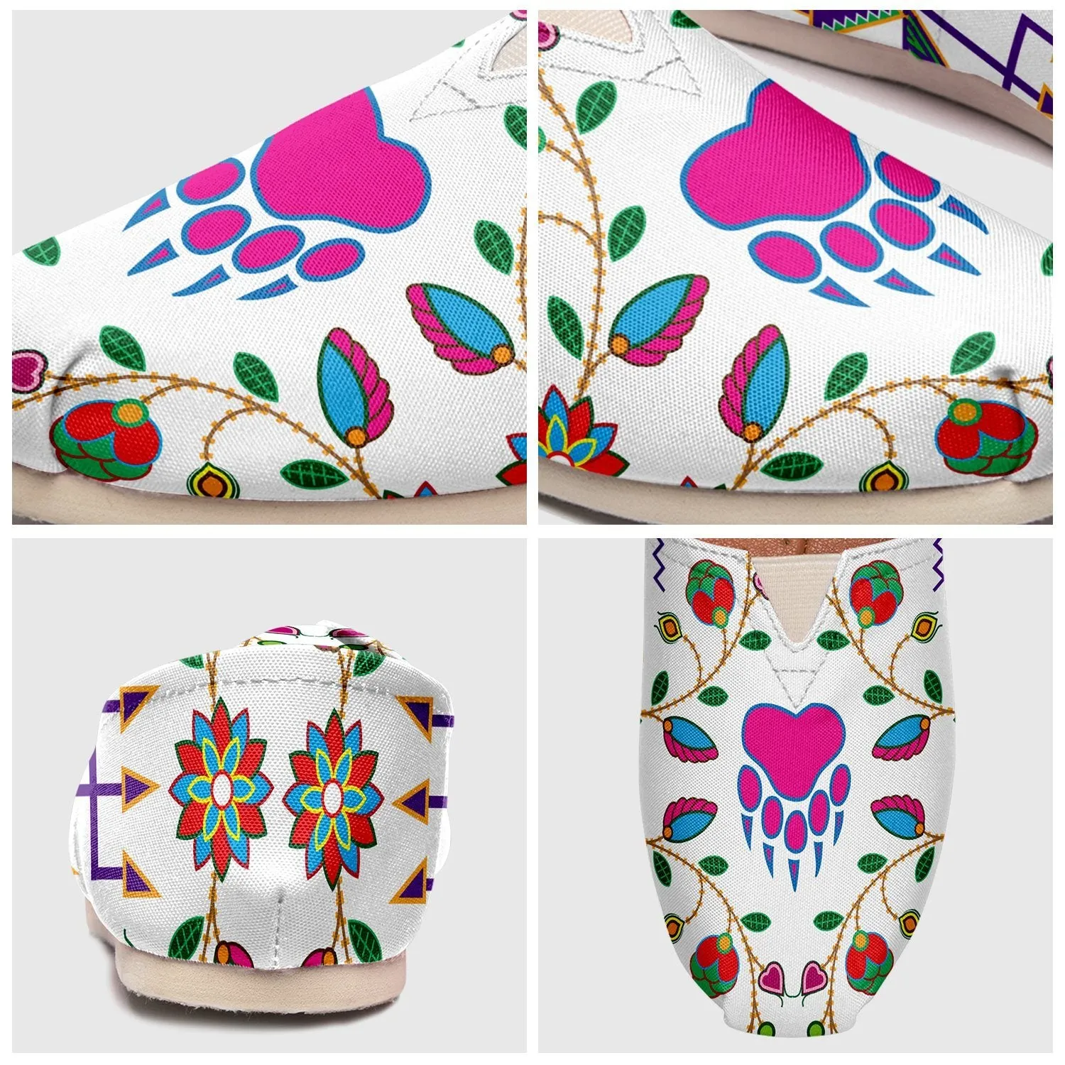 Geometric Floral Fall White Slip On