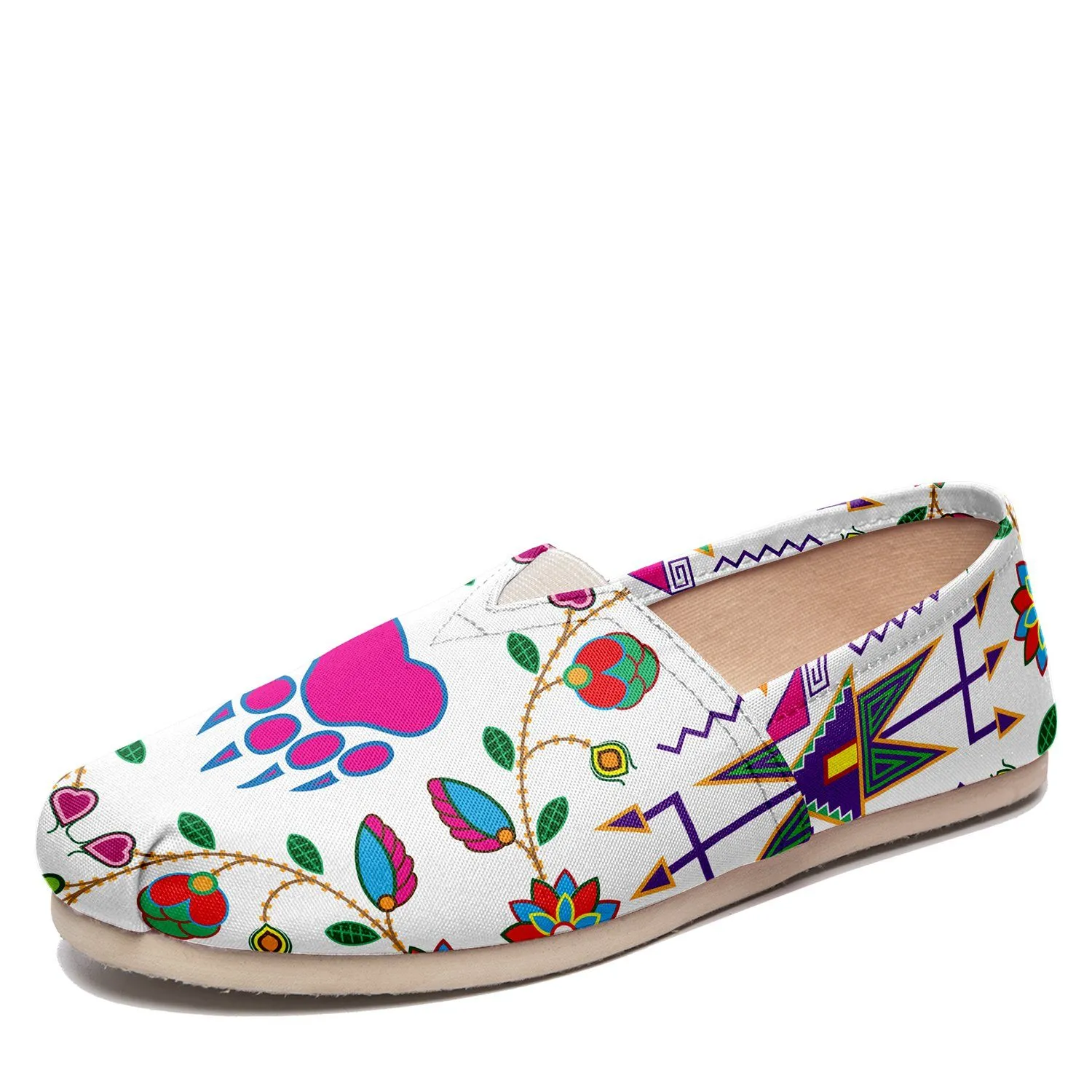 Geometric Floral Fall White Slip On