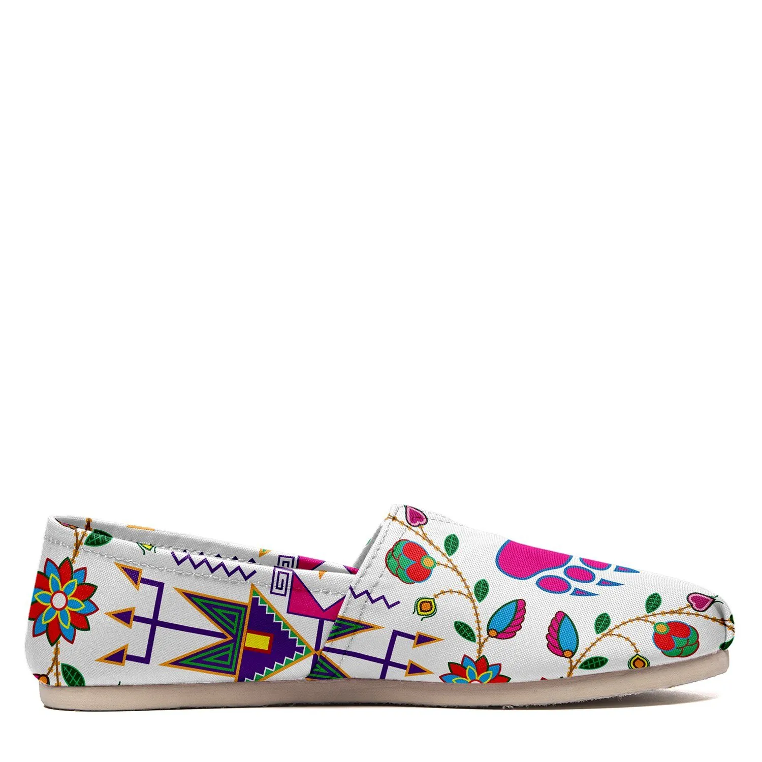 Geometric Floral Fall White Slip On