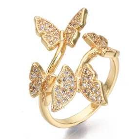 Gold Plated Butterflies and CZ Ring