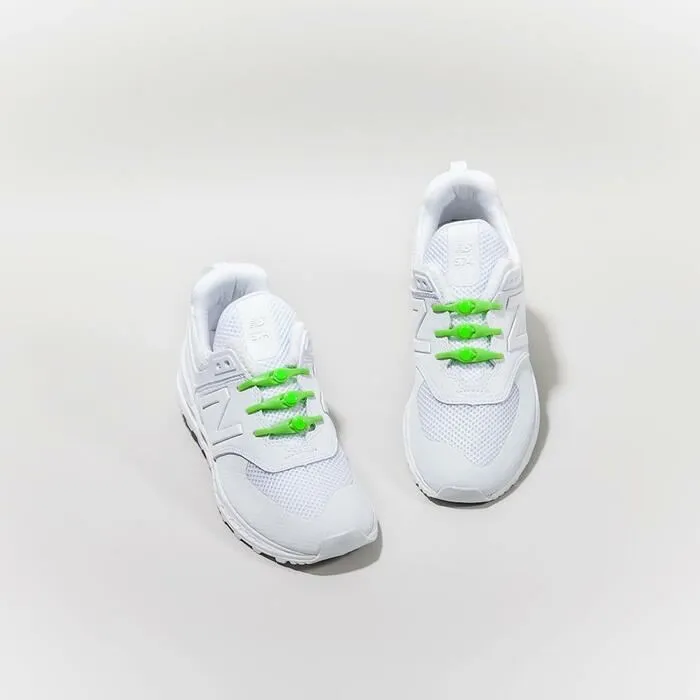 Hickies Laces Originals No Tie Elastic Shoelaces Straps 14 Pack - Lime Green