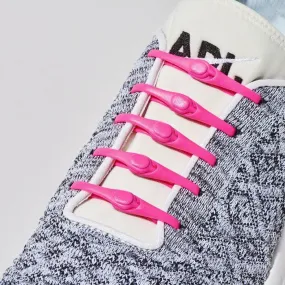 Hickies Laces Originals No Tie Elastic Shoelaces Straps 14 Pack - Neon Pink