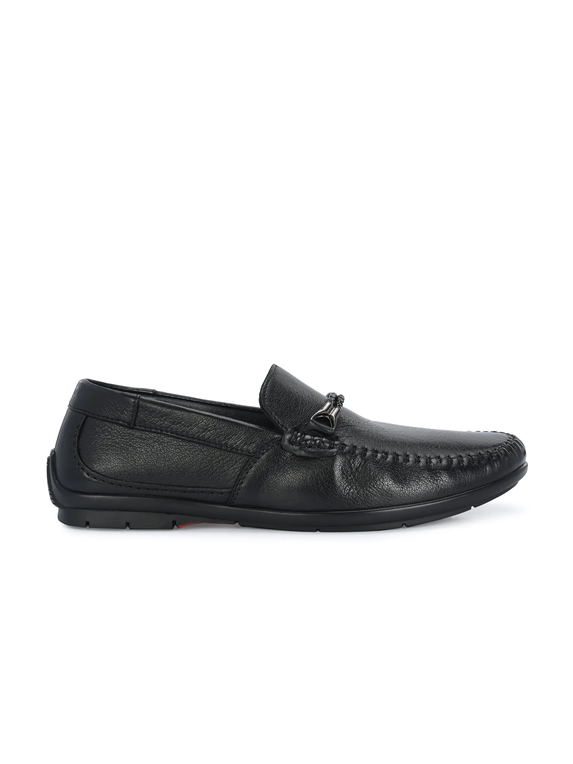 HITZ1203 Men's Black Leather Casual Slip-On Shoes