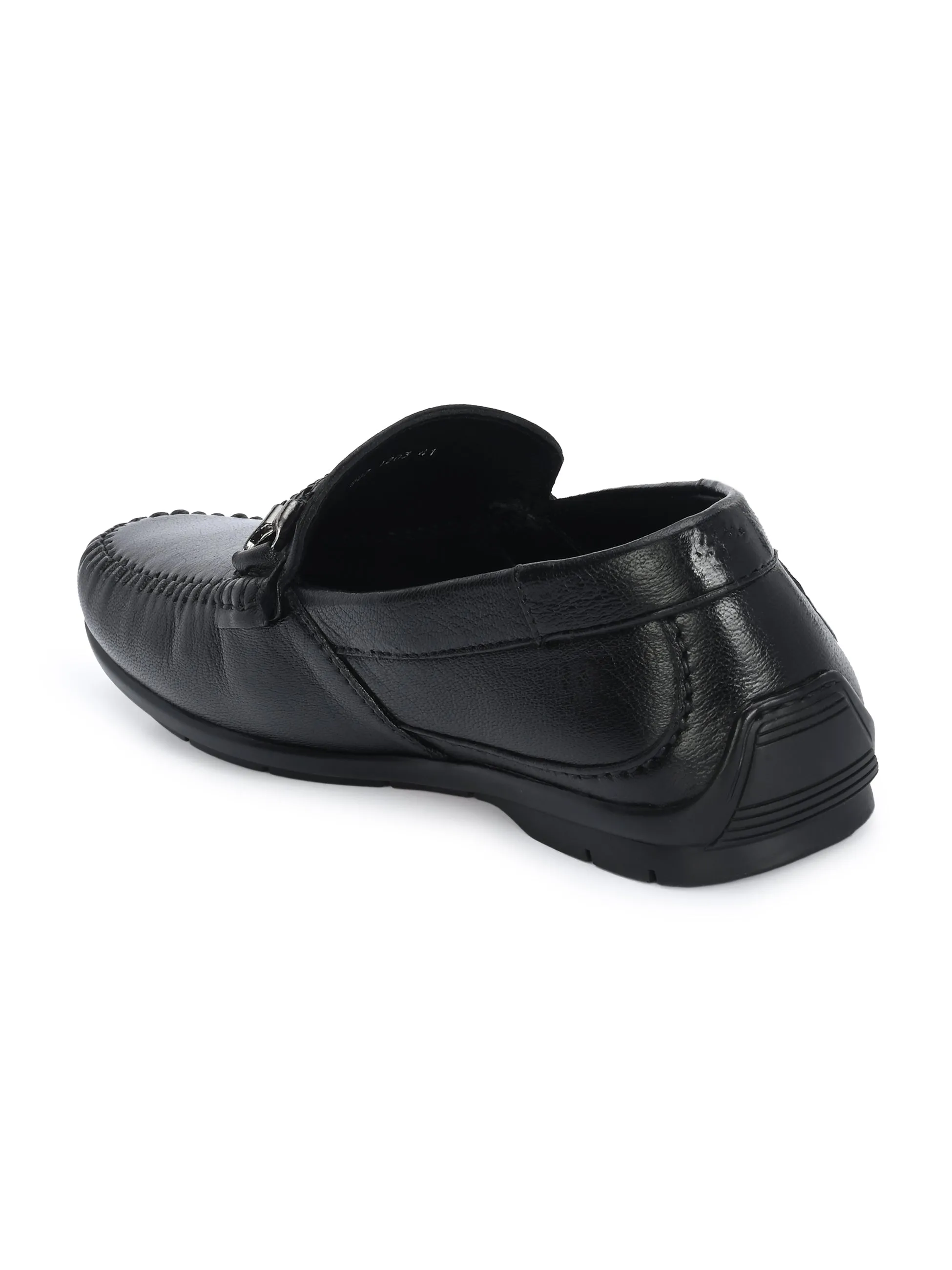 HITZ1203 Men's Black Leather Casual Slip-On Shoes