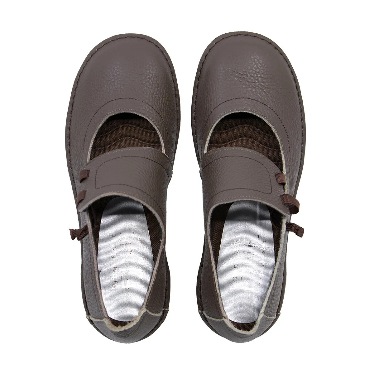 Kote2 Grey Brown Wide Fit Strap Flats