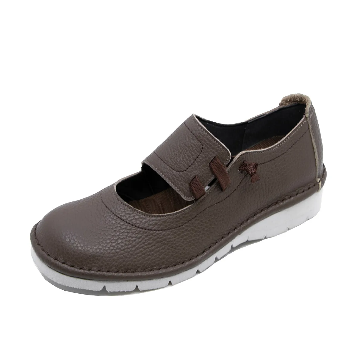 Kote2 Grey Brown Wide Fit Strap Flats