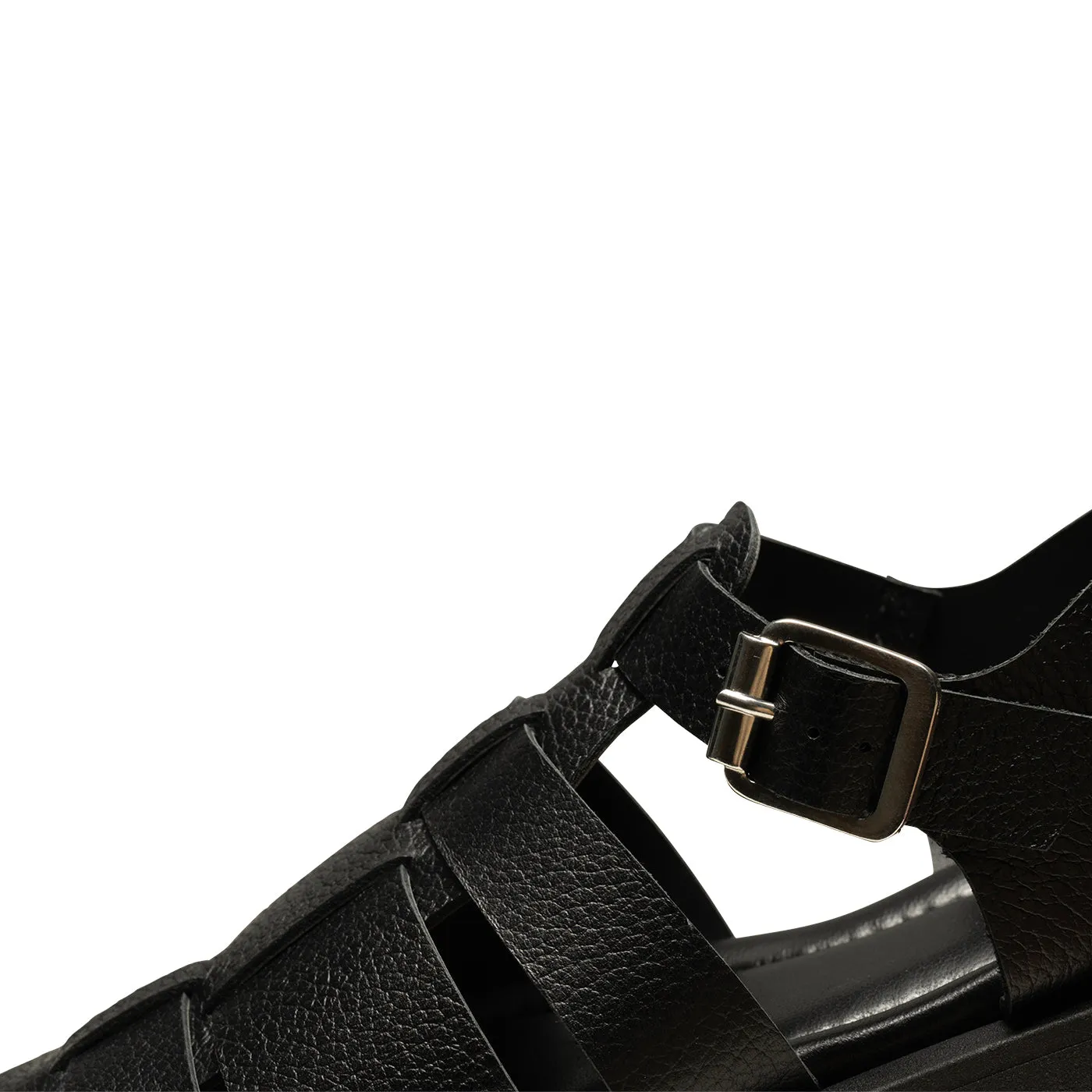 Krista fisherman leather - BLACK