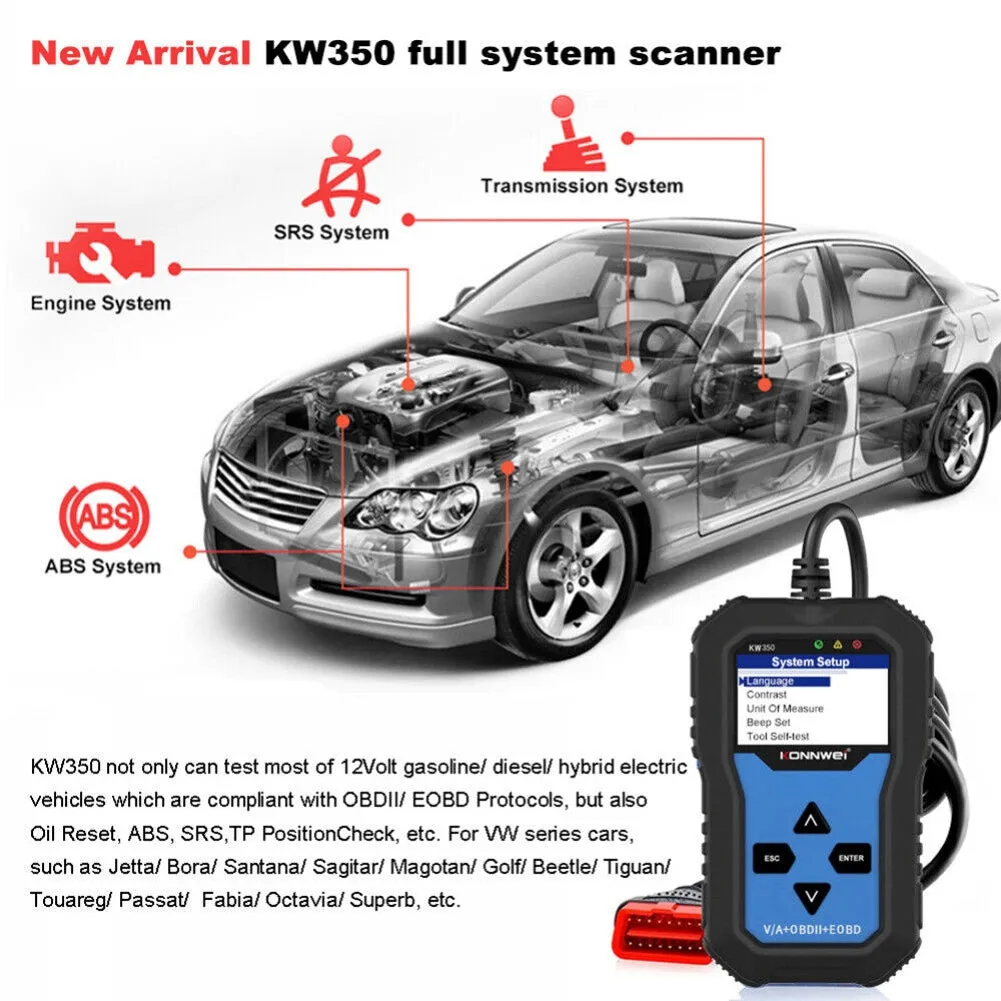 Kw350 Car Diagnostic Scanner Code Reader Locator Abs Brake System