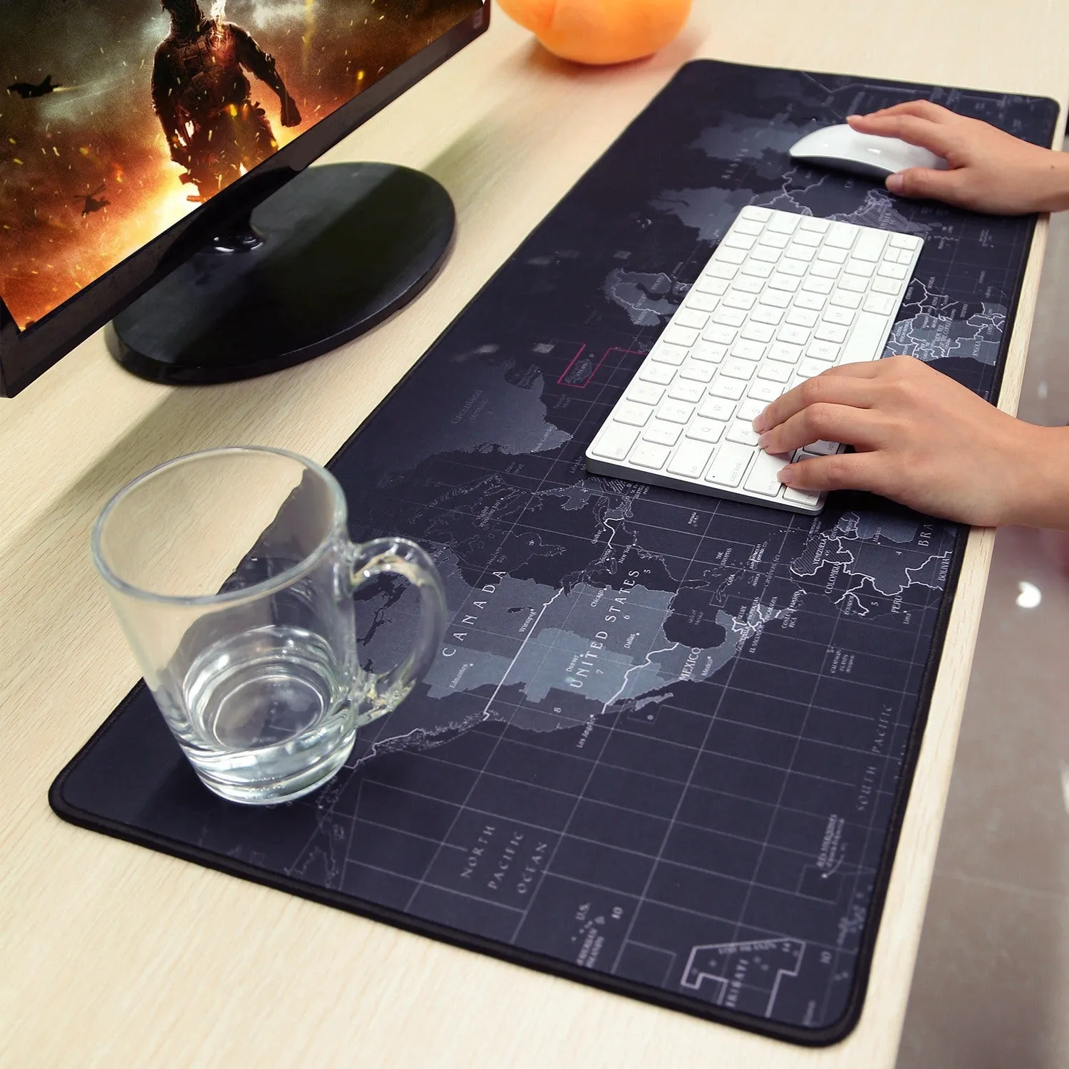 Large Gaming Mouse Pad, Non-Slip Rubber Base, Durable Stitched Edges, Smooth Surface