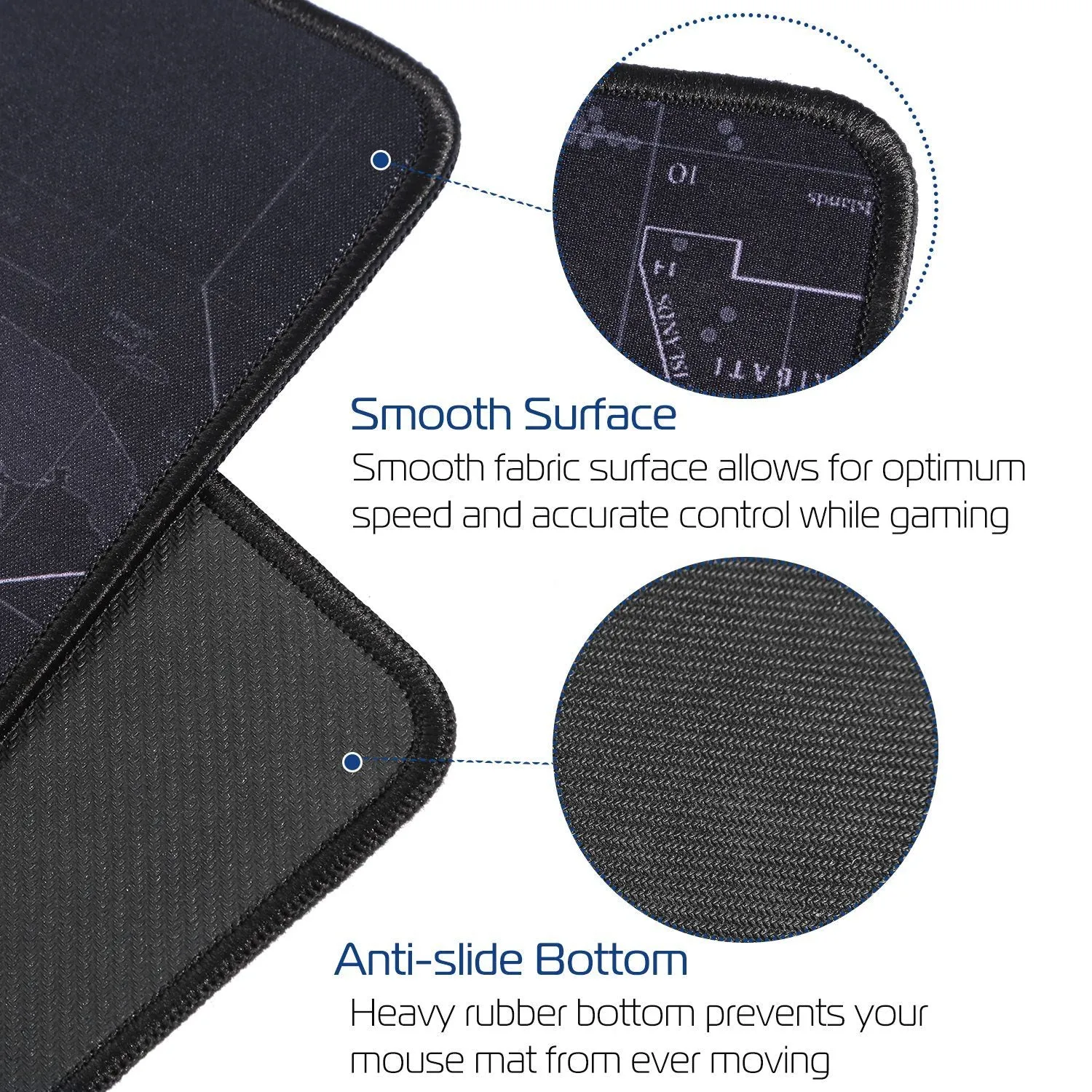 Large Gaming Mouse Pad, Non-Slip Rubber Base, Durable Stitched Edges, Smooth Surface