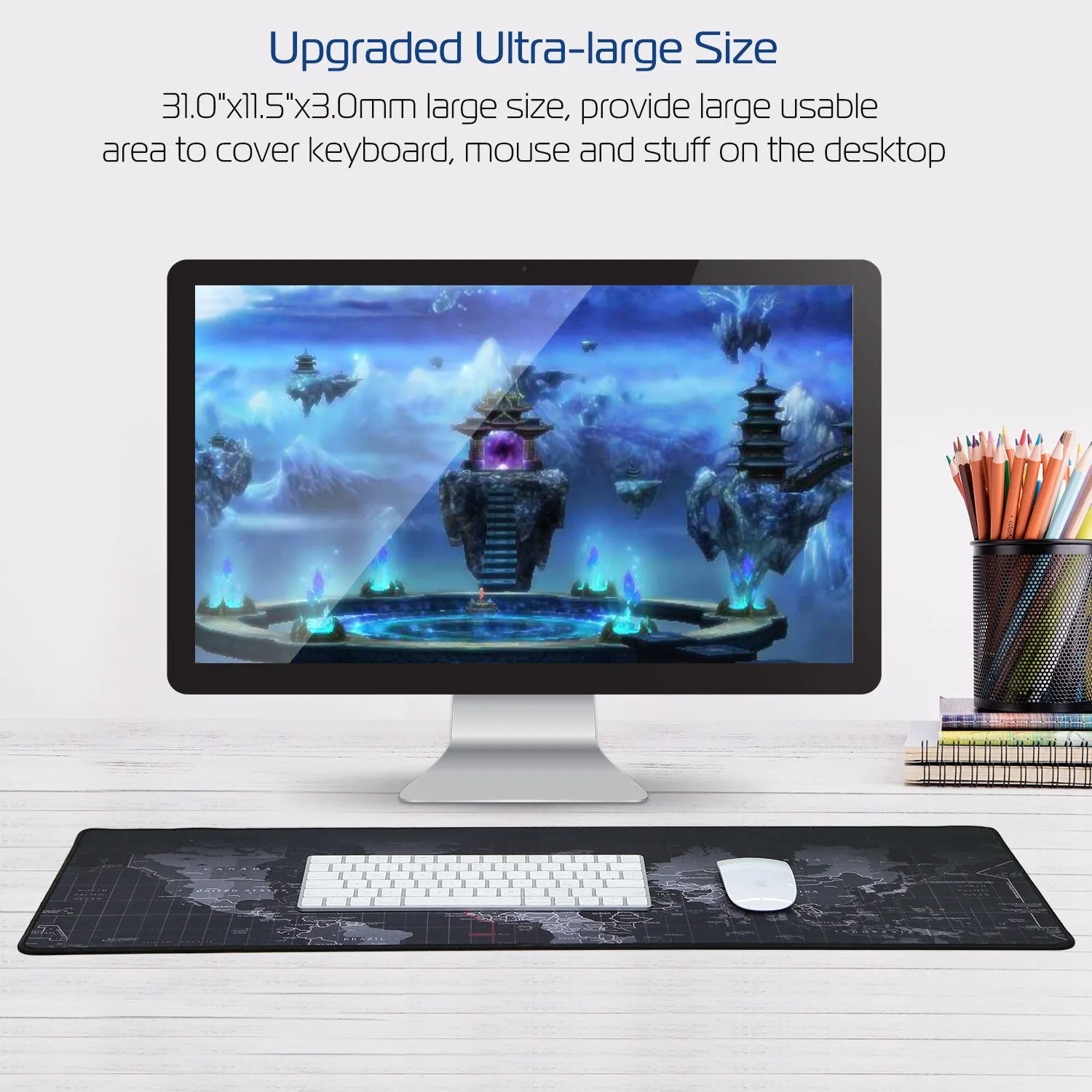 Large Gaming Mouse Pad, Non-Slip Rubber Base, Durable Stitched Edges, Smooth Surface