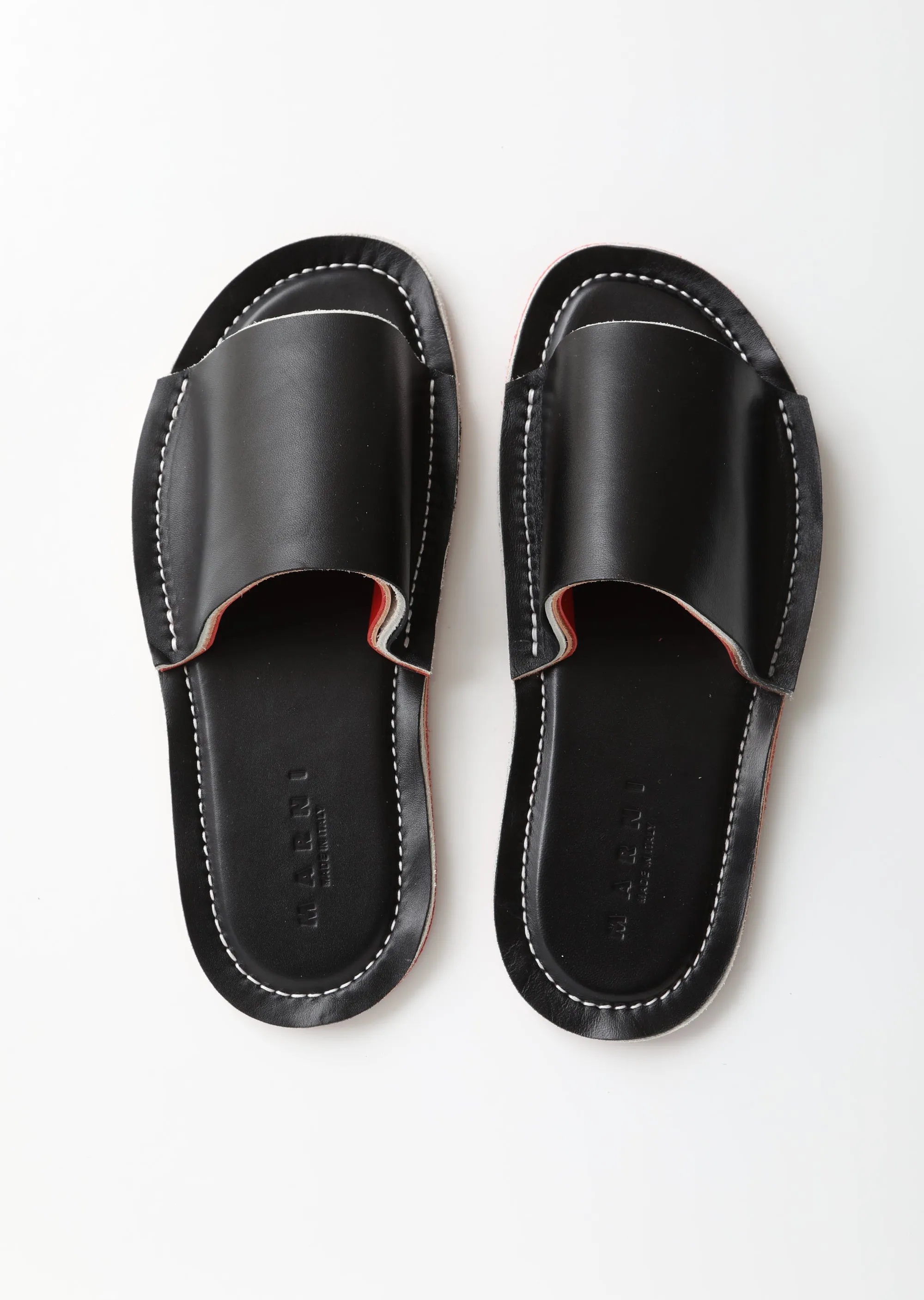 Layered Flat Leather Slides