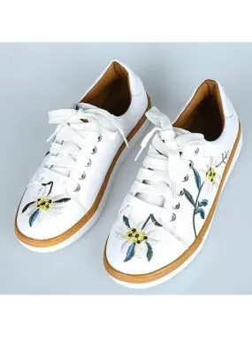 Marvelous Leather Floral Embroidered Sneakers