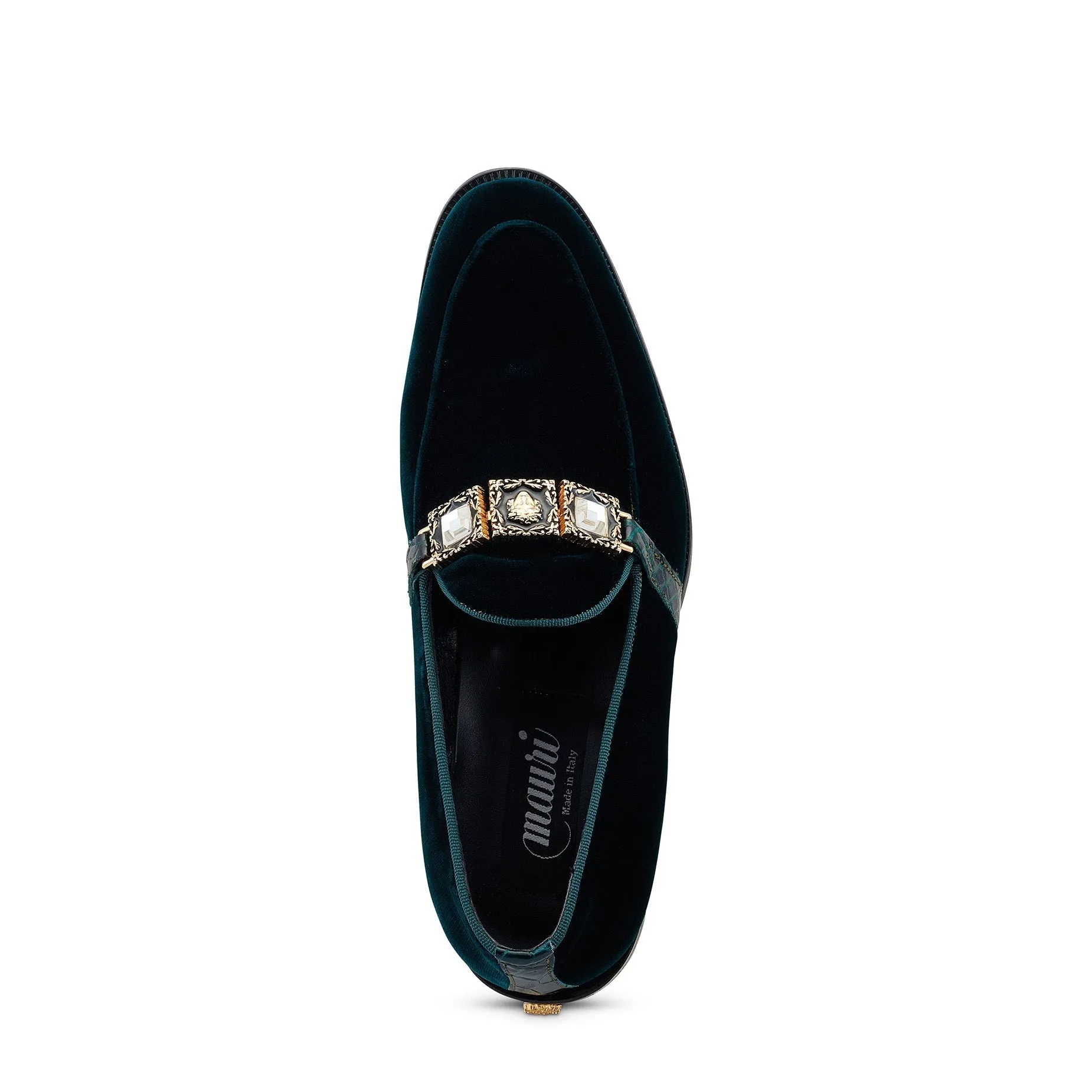 Mauri Lavish 4940/2 Men's Shoes Hunter Green Exotic Alligator / Velvet Slip-On Loafers (MA5471)