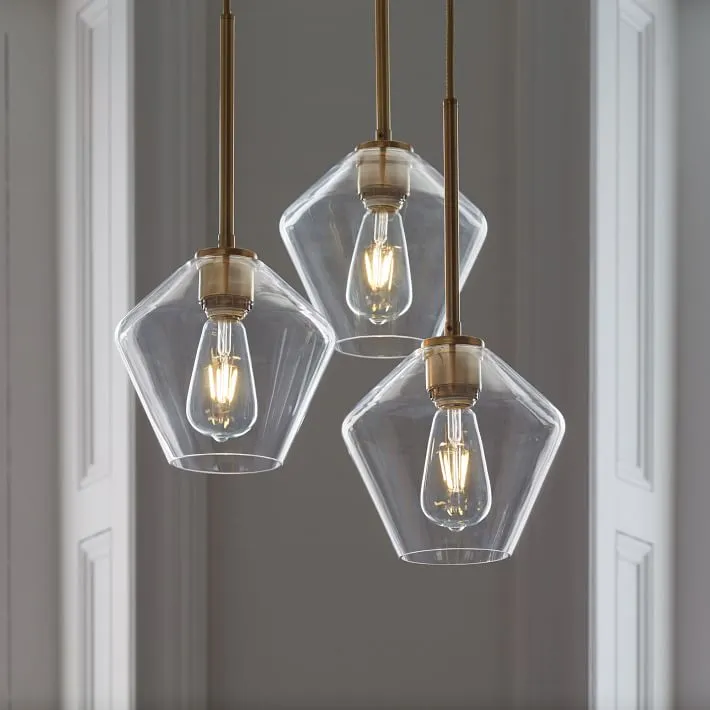 Modern Brass and Glass Pendant Light