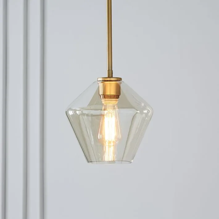 Modern Brass and Glass Pendant Light
