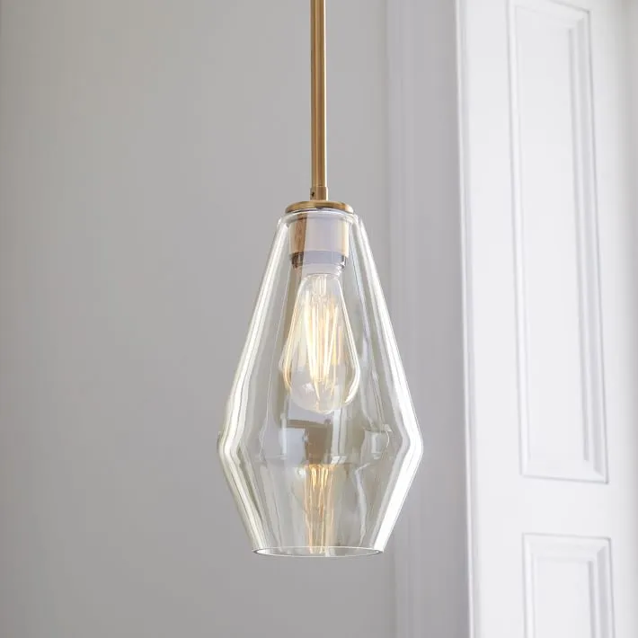 Modern Brass and Glass Pendant Light