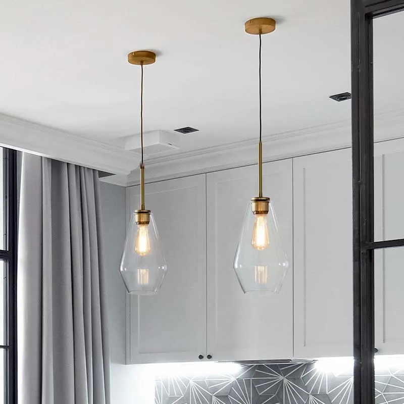 Modern Brass and Glass Pendant Light