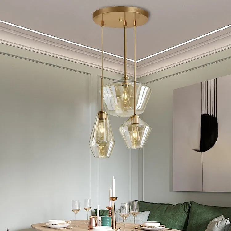 Modern Brass and Glass Pendant Light