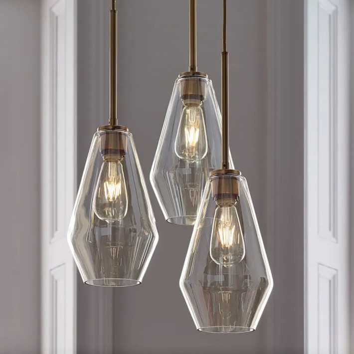Modern Brass and Glass Pendant Light