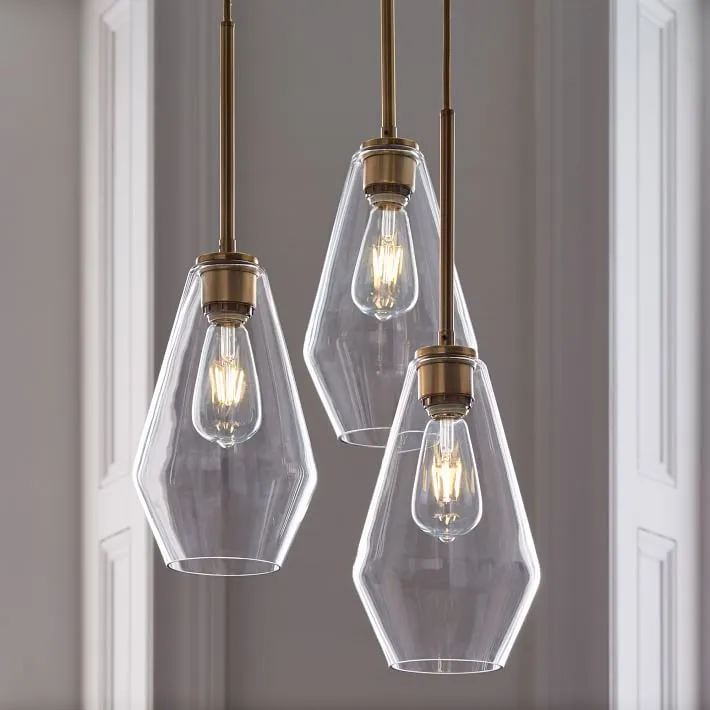 Modern Brass and Glass Pendant Light