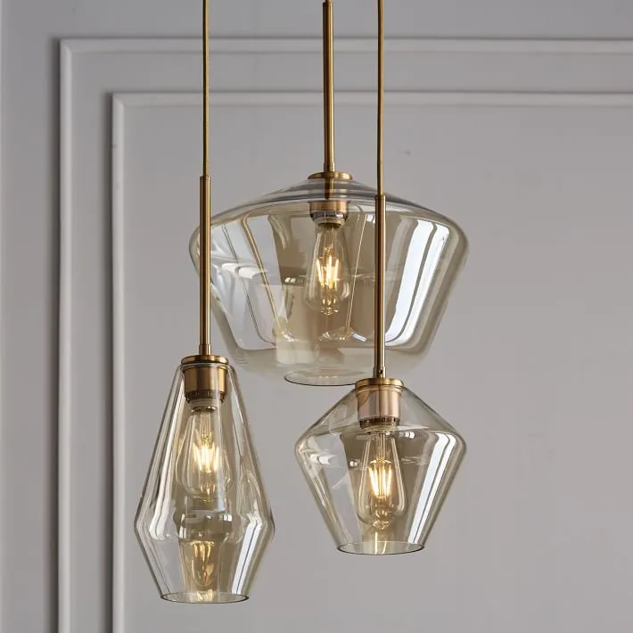 Modern Brass and Glass Pendant Light