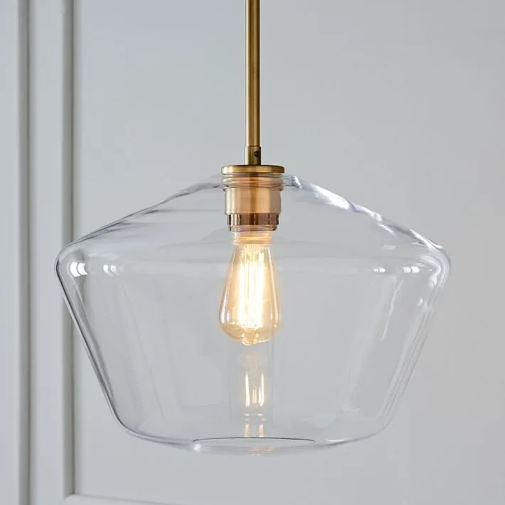 Modern Brass and Glass Pendant Light