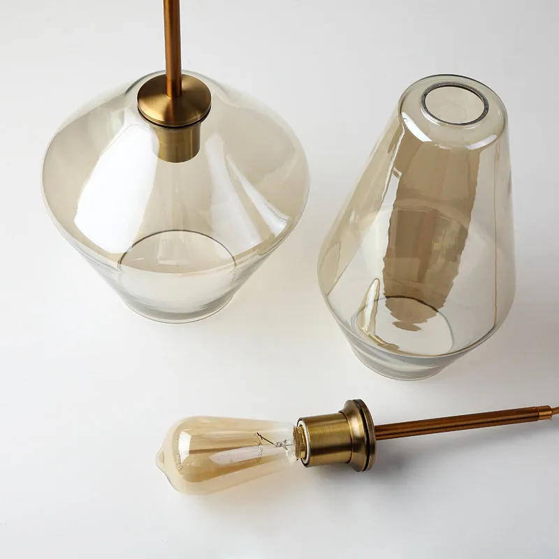 Modern Brass and Glass Pendant Light