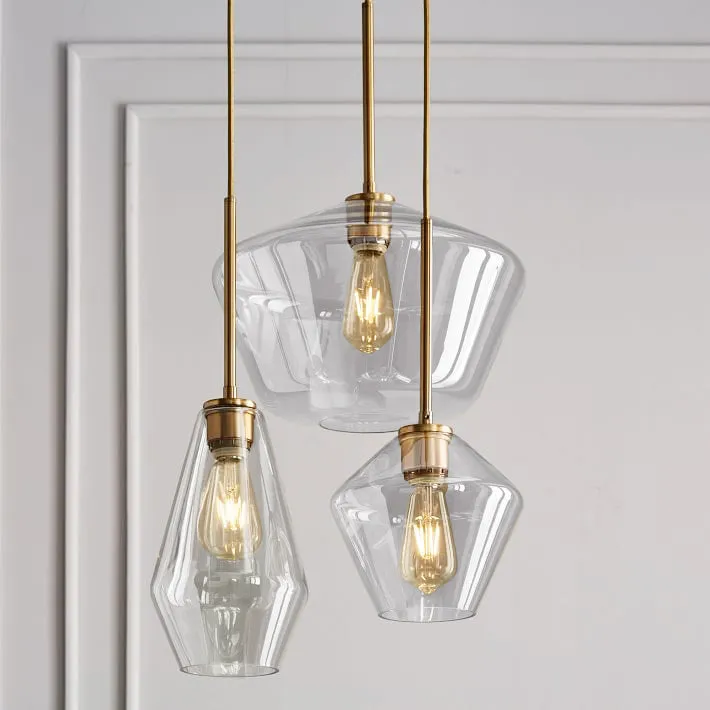 Modern Brass and Glass Pendant Light