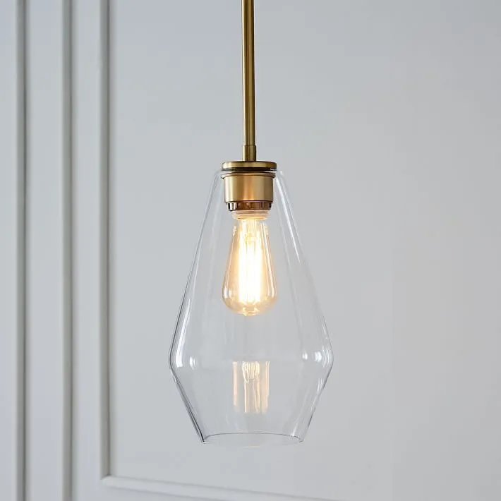 Modern Brass and Glass Pendant Light