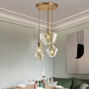 Modern Brass and Glass Pendant Light