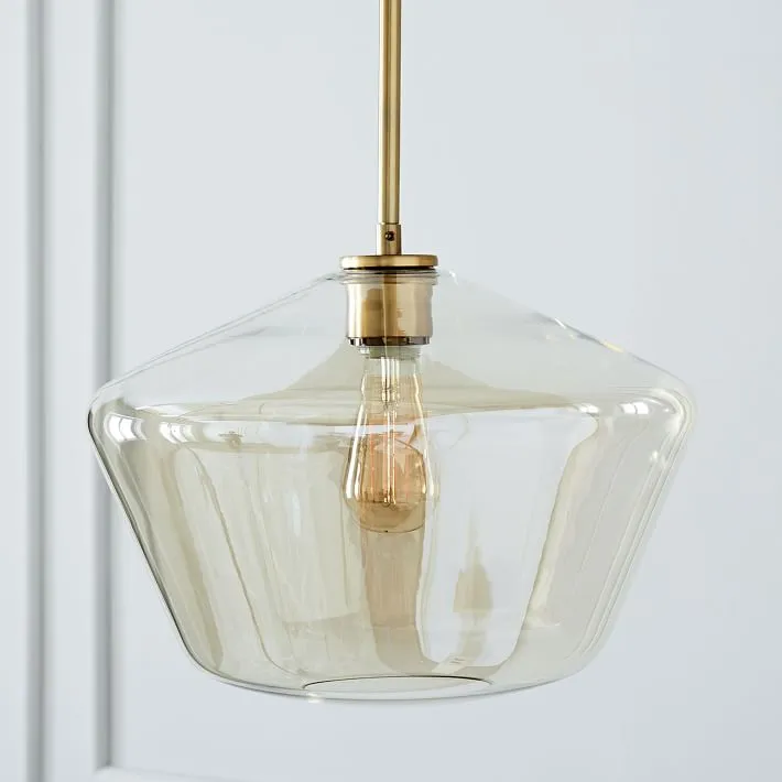 Modern Brass and Glass Pendant Light