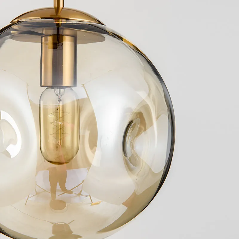 Modern Brass Pendant With Dimpled Glass Shade